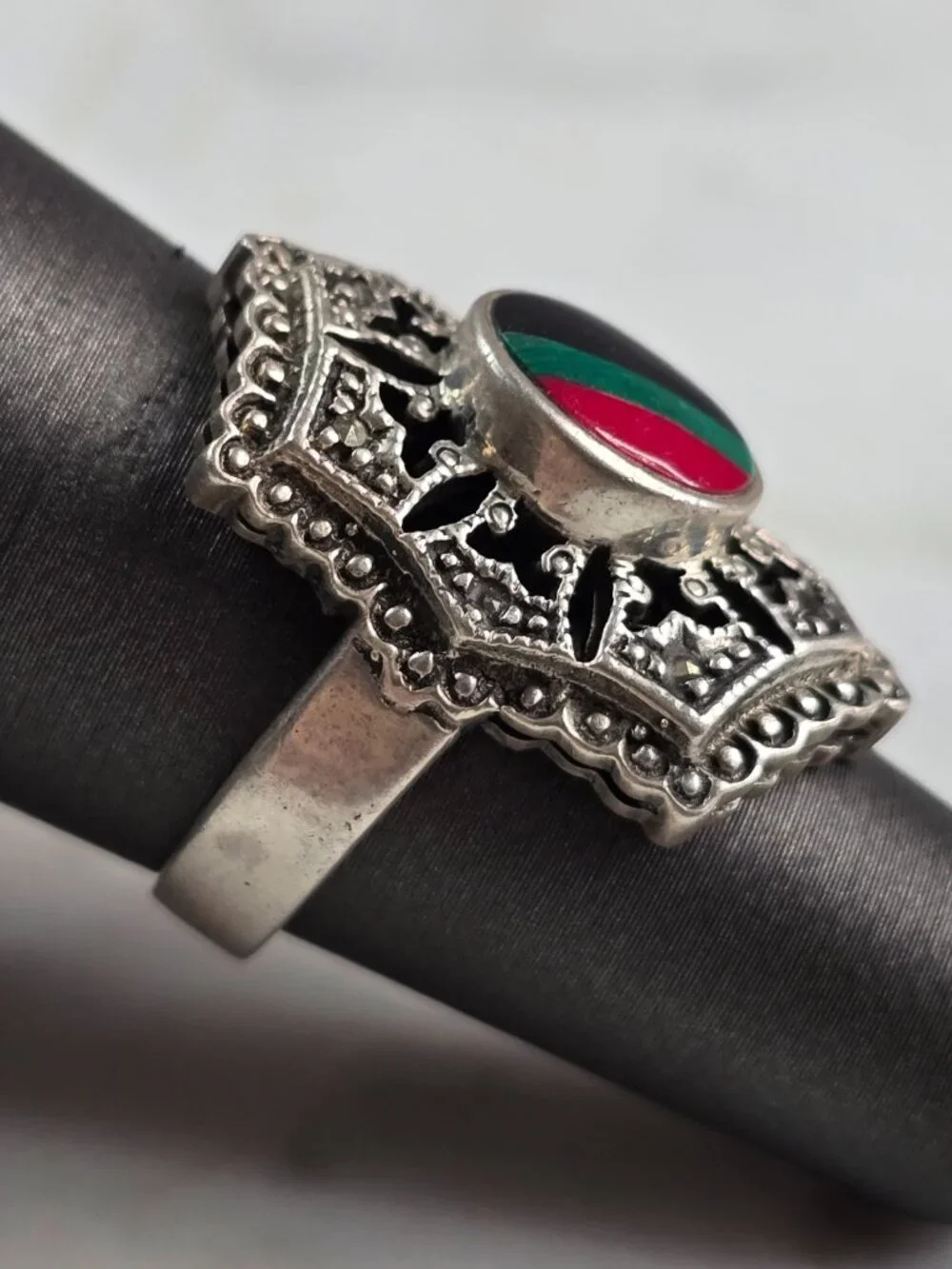 Womens Vintage Estate Sterling Silver Southwestern Zuni Ring 7.4g E652